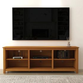 Farmhouse TV Stand in Amber Brown Wood Finish - for TVs up to 70-inch