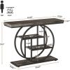 Modern 41-inch Circular Base Foyer Entryway Table with Black Wood Finish Shelves