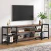 Modern Industrial Metal Wood TV Stand Entertainment Center for TV up to 85-inch