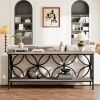 Modern 70-inch Long Narrow Foyer Entryway Table with Grey Wood Top and Shelf