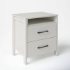 Modern 2-Drawer Nightstand with Open Shelf in Ivory Wood Finish