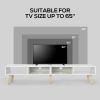 Modern Mid-Century Style TV Stand in White with Wood Legs for TVs up to 65-inch