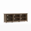Farmhouse Style TV Stand with 6 Storage Compartments in Brown Oak Wood Finish