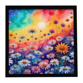 Asters in Color Framed Metal Print Bathroom, Kitchen, Office, Home Decor Wall Art Ready to Hang, Square, 8X8