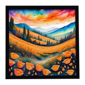 California Poppies in Color Framed Metal Print Bathroom, Kitchen, Office, Home Decor Wall Art Ready to Hang, Square, 8X8