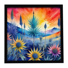 Eryngium in Color Framed Metal Print Bathroom, Kitchen, Office, Home Decor Wall Art Ready to Hang, Square, 8X8