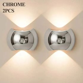 LED Modern Indoor Wall Light With Motion Sensor 3 Color Modes 2700K/4500K/6500K USB Rechargeable Magnetic Portable Wall Sconce For Living Room Be (Option: Silver2PCS)